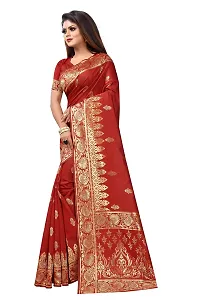 NITA CREATION Fashionista Women's Banarasi Jacquard Silk Woven Saree With Blouse Piece (Red)-thumb1