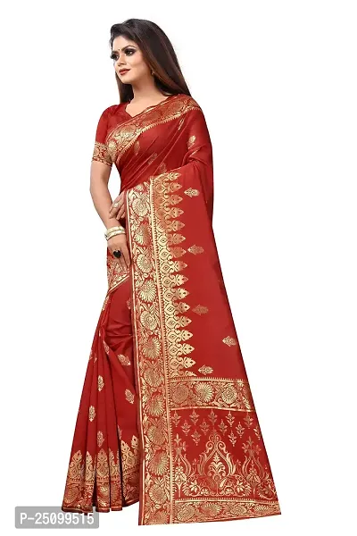NITA CREATION Fashionista Women's Banarasi Jacquard Silk Woven Saree With Blouse Piece (Red)-thumb2