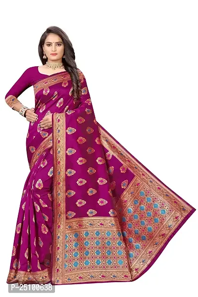 NITA CREATION Fashionista Women's Banarasi Jacquard Silk Woven Saree With Blouse Piece (Wine Pink)