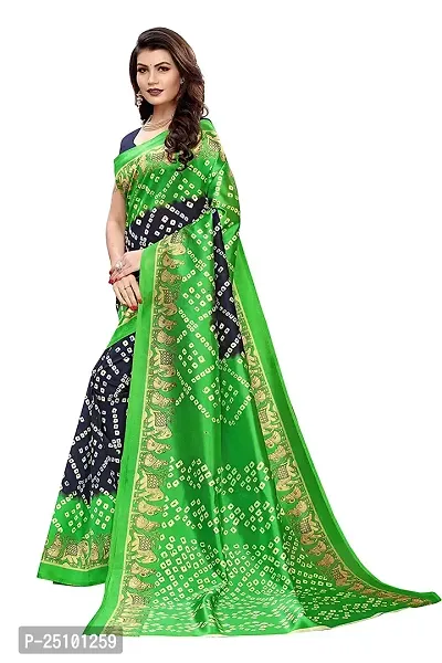 NITA CREATION Beautiful Women?S Art Silk Woven Saree With Bandhani Hathi Print and Blouse Piece (Green Blue)-thumb2