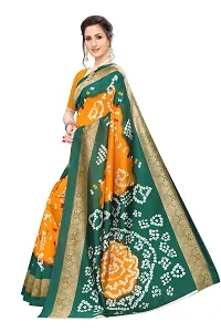 NITA CREATION Woven Multicolor Art Silk Bandhani Woven Saree With Blouse Piece (Yellow And Green)-thumb1