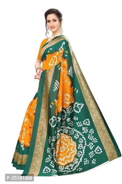 NITA CREATION Woven Multicolor Art Silk Bandhani Woven Saree With Blouse Piece (Yellow And Green)-thumb2