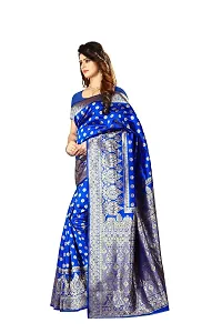 NITA CREATION Women's Linen Woven Saree With Blouse Pieces (Royal Blue)-thumb2