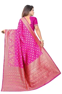 NITA CREATION Fashionista Women's Banarasi Jacquard Silk Woven Saree With Blouse Piece (Pink)-thumb2