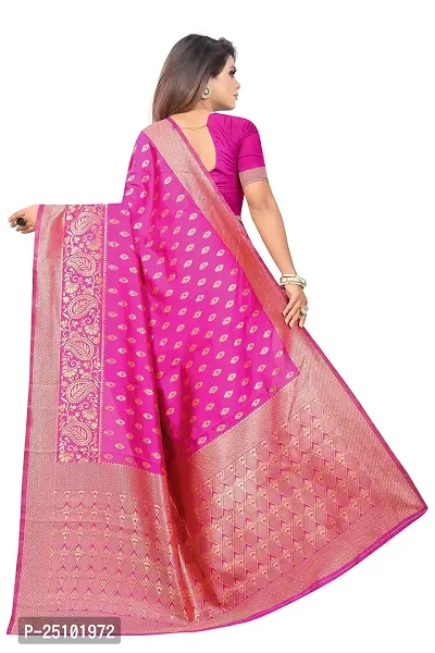 NITA CREATION Fashionista Women's Banarasi Jacquard Silk Woven Saree With Blouse Piece (Pink)-thumb3