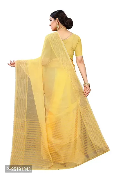 NITA CREATION Women's Beautiful Cotton Silk Woven Saree With Blouse Piece(Rupali Woven Sarees (Yellow)-thumb4