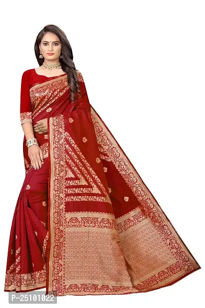 NITA CREATION Fashionista Women's Banarasi Jacquard Silk Woven Saree With Blouse Piece (Maroon)