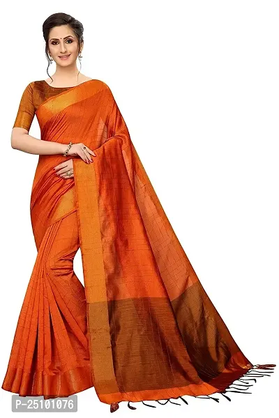NITA CREATION Women's Fancy Vivam Woven Saree With Blouse Piece (Orange)