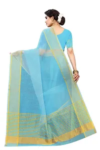 NITA CREATION Women's Beautiful Cotton Silk Woven Saree With Blouse Piece(Rupali Woven Sarees (Firozi Blue)-thumb3