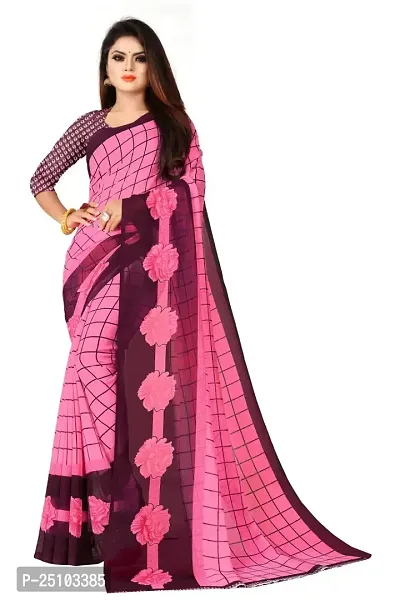 NITA CREATION Women's Georgette Woven Saree With Blouse Piece (Pavitra Woven Sarees_Pink)