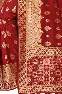 NITA CREATION Fashionista Women's Banarasi Jacquard Silk Woven Saree With Blouse Piece (Maroon)-thumb1