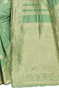 NITA CREATION Fashionista Women's Banarasi Jacquard Silk Woven Saree With Blouse Piece (Pista Green)-thumb1