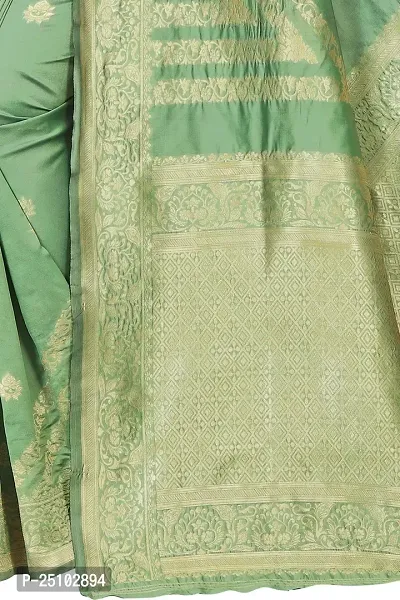 NITA CREATION Fashionista Women's Banarasi Jacquard Silk Woven Saree With Blouse Piece (Pista Green)-thumb2