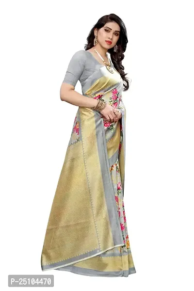 NITA CREATION Beautiful Silk Woven Saree With Blouse Piece (Grey)-thumb3