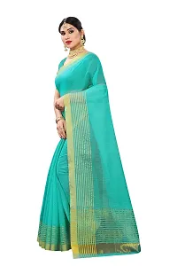 NITA CREATION Women's Beautiful Cotton Silk Woven Saree With Blouse Piece(Nirali Woven Sarees_Rama Green)-thumb1