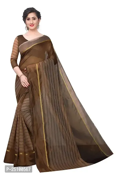 NITA CREATION Women's Woven Cotton Silk Woven Saree With Blouse Piece (Coffee Brown)