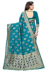 NITA CREATION Fashionista Women's Banarasi Jacquard Silk Woven Saree With Blouse Piece (Rama Green)-thumb3