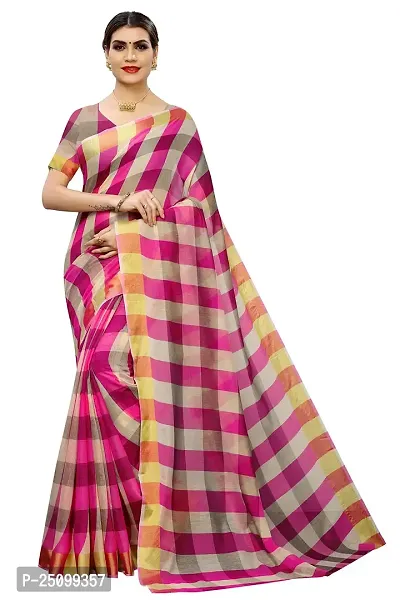 NITA CREATION Women's Cotton Silk Woven Saree With Blouse Piece(Darbar Woven Sarees (Pink)