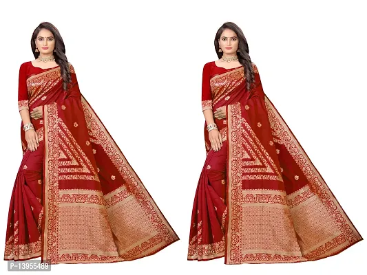 Fancy Silk Blend Saree with Blouse Piece for Women