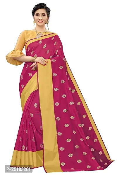 NITA CREATION Elegant Women's Art Silk Woven Saree With Blouse Piece(Kundan Woven Sarees_Pink)-thumb0