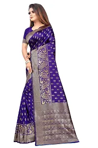 NITA CREATION Fashionista Women's Banarasi Jacquard Silk Woven Saree With Blouse Piece (Purple)-thumb1