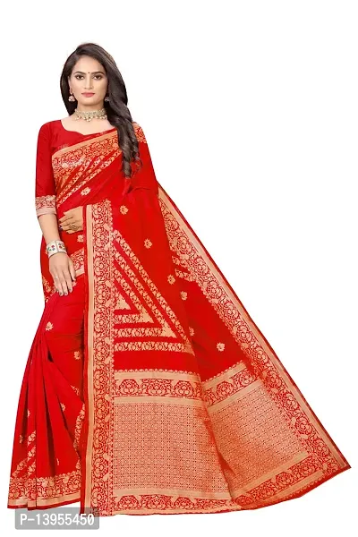 Fancy Silk Blend Saree with Blouse Piece for Women