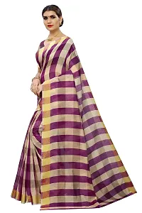 NITA CREATION Women's Cotton Silk Woven Saree With Blouse Piece(Darbar Woven Sarees (Wine Pink)-thumb1