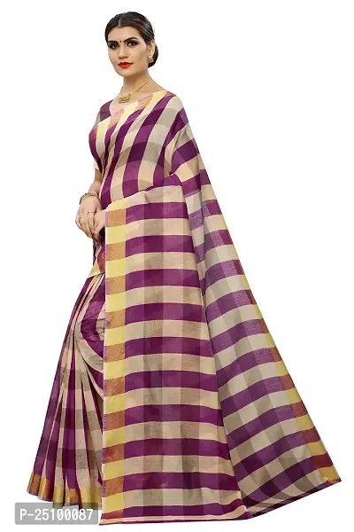 NITA CREATION Women's Cotton Silk Woven Saree With Blouse Piece(Darbar Woven Sarees (Wine Pink)-thumb2