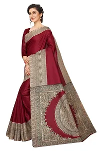 NITA CREATION Kalamkari Woven Saree For Women With Blouse Piece Printed Khadi Silk Material (Maroon)-thumb1