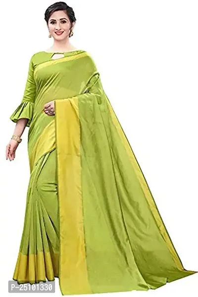 NITA CREATION Elegant Women's Cotton Silk Woven Saree With Blouse Piece(Monika Woven Sarees_Mehandi Green)