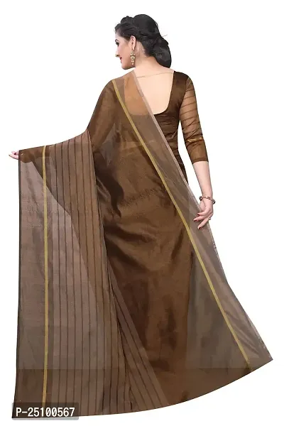 NITA CREATION Women's Woven Cotton Silk Woven Saree With Blouse Piece (Coffee Brown)-thumb3