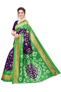 NITA CREATION Woven Multicolor Art Silk Bandhani Woven Saree With Blouse Piece (Purple And Green)-thumb1