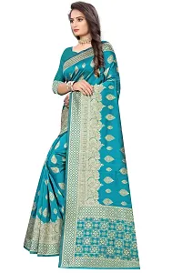 NITA CREATION Fashionista Women's Banarasi Jacquard Silk Woven Saree With Blouse Piece (Rama Green)-thumb3