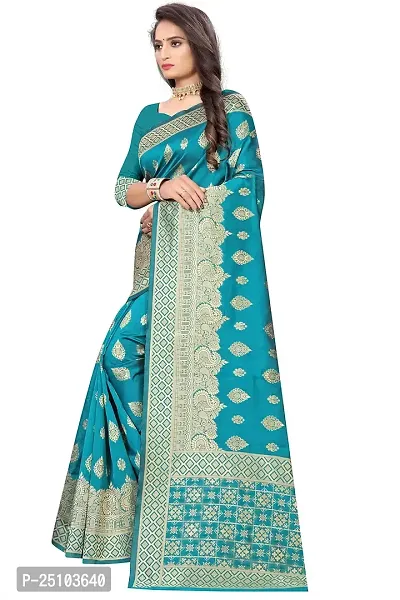 NITA CREATION Fashionista Women's Banarasi Jacquard Silk Woven Saree With Blouse Piece (Rama Green)-thumb4