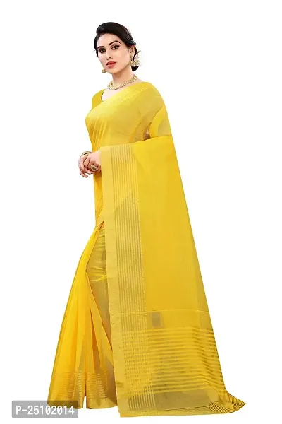 NITA CREATION Women's Beautiful Cotton Silk Woven Saree With Blouse Piece(Nirali Woven Sarees_Yellow)-thumb2