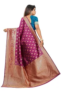 NITA CREATION Women's Linen Woven Saree With Blouse Pieces (Wine Pink)-thumb2