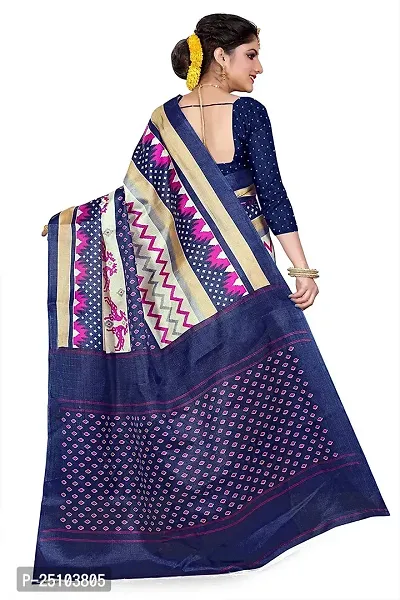 NITA CREATION Women Ethnic Wear Khadi Silk Woven Saree With Blouse Piece (Zigzag_Navy Blue)-thumb4