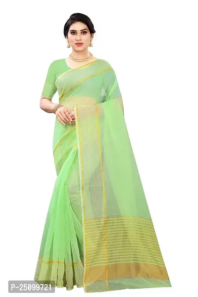 NITA CREATION Women's Beautiful Cotton Silk Woven Saree With Blouse Piece(Rupali Woven Sarees (Pista Green)