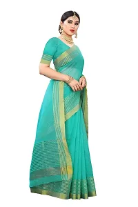 NITA CREATION Women's Beautiful Cotton Silk Woven Saree With Blouse Piece(Nirali Woven Sarees_Rama Green)-thumb3