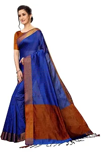 NITA CREATION Women's Fancy Vivam Woven Saree With Blouse Piece (Blue)-thumb1