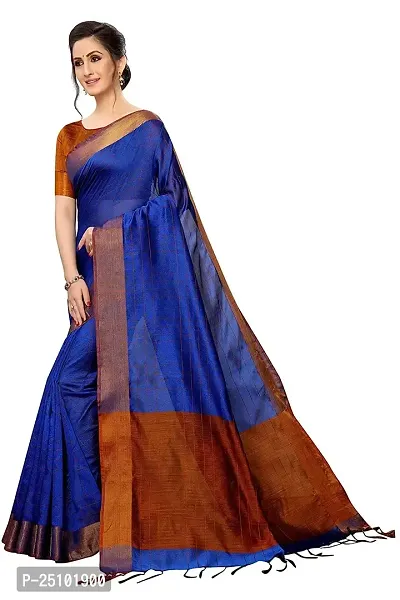 NITA CREATION Women's Fancy Vivam Woven Saree With Blouse Piece (Blue)-thumb2