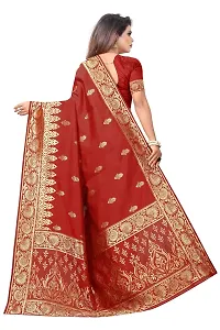 NITA CREATION Fashionista Women's Banarasi Jacquard Silk Woven Saree With Blouse Piece (Red)-thumb2