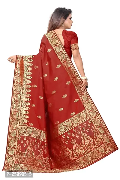 NITA CREATION Fashionista Women's Banarasi Jacquard Silk Woven Saree With Blouse Piece (Red)-thumb3