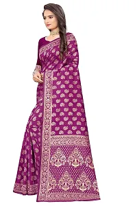 NITA CREATION Fashionista Women's Banarasi Jacquard Silk Woven Saree With Blouse Piece (Wine Pink)-thumb2