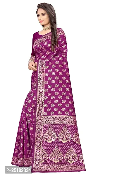 NITA CREATION Fashionista Women's Banarasi Jacquard Silk Woven Saree With Blouse Piece (Wine Pink)-thumb3