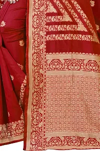 NITA CREATION Fashionista Women's Banarasi Jacquard Silk Woven Saree With Blouse Piece (Maroon)-thumb1