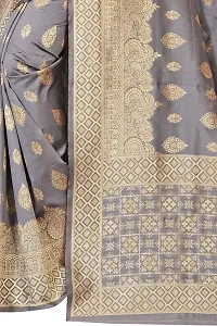 NITA CREATION Fashionista Women's Banarasi Jacquard Silk Woven Saree With Blouse Piece (Grey)-thumb1