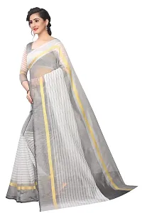 NITA CREATION Women's Woven Cotton Silk Woven Saree With Blouse Piece (White)-thumb1