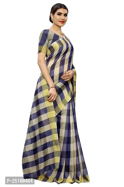 NITA CREATION Women's Cotton Silk Woven Saree With Blouse Piece(Darbar Woven Sarees (Navy Blue)-thumb3