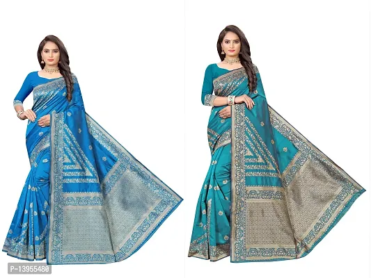 Fancy Silk Blend Saree with Blouse Piece for Women